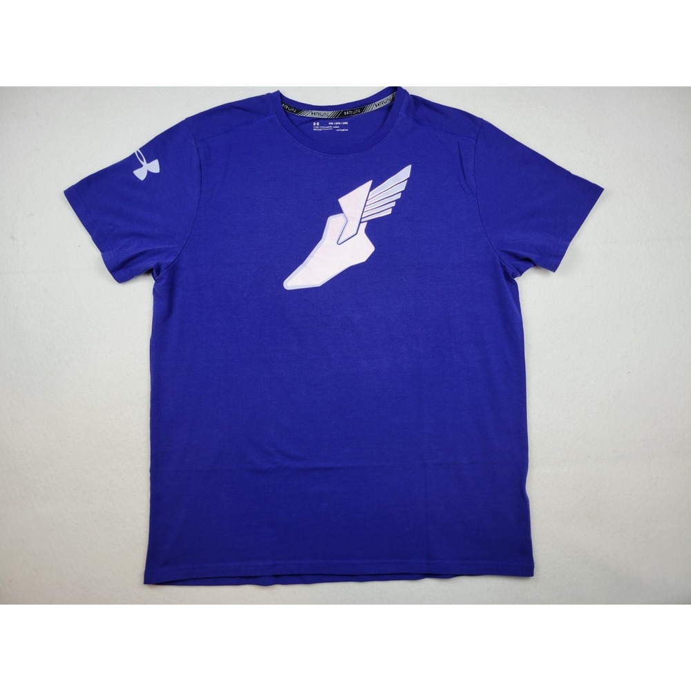 Under Armour Running Hermes Flying Shoe Talaria Heat Gear Blue Shirt Mens 2XL